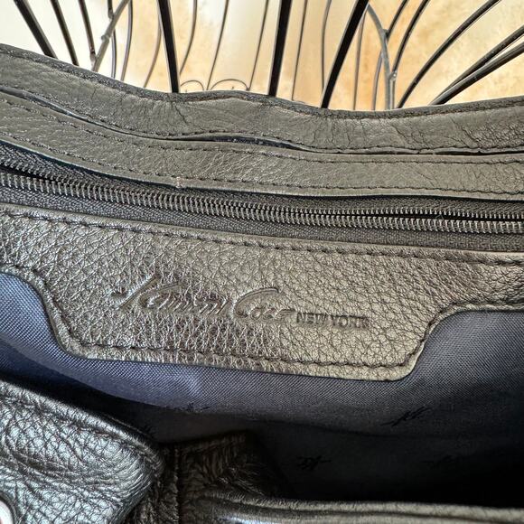 Kenneth Cole Black Leather Hobo Slouchy Shoulder Flap Bag-Chain Strap Boho Chic - Picture 4 of 15